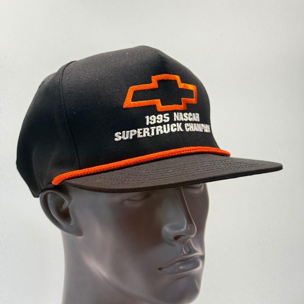 Vtg Cruisin Sports Chevy NASCAR Supertruck Champion Hat Mens Black Snapback 90s
